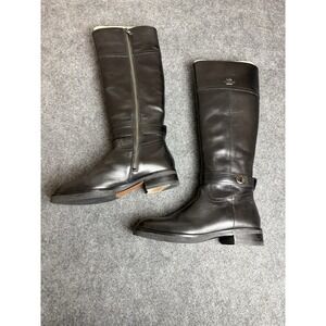 Coach Knee High Boots Black Leather Turnlock Womens Size 7B Riding Boots  S1